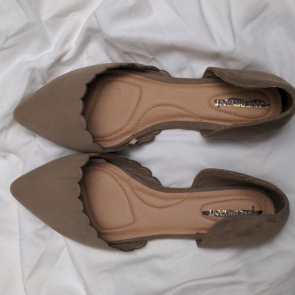 Tan Lane Bryant D'Orsay Flats Sizes 11W & 10W ( Wide Width) With Scalloped Toe